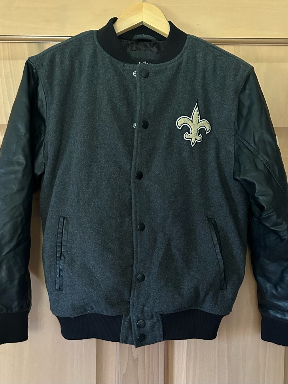 New Orleans Saints NFL Youth XL 16-18 Letterman Black Varsity Jacket